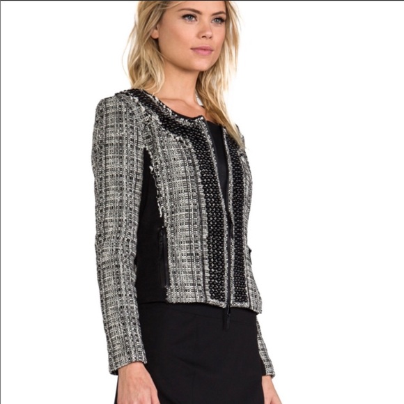 Milly  leather and bead trimming, frayed, jacket - Picture 11 of 11